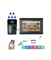 7inch TFT LCD Wired / Wireless Wifi Fingerprint RFID Password Video Door Phone Doorbell with IR-CUT 1000TVL Wired Camera Night Vision Remote APP