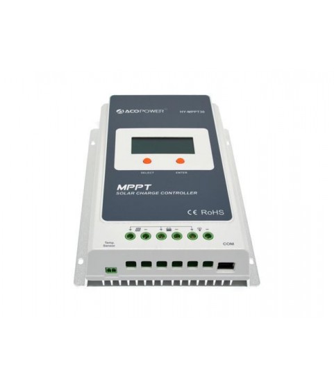 ACOPOWER 30A MPPT Solar Charge Controller 100V input  HY-MPPT Series HY-MPPT30 + MT-50 Solar Charge LCD Display