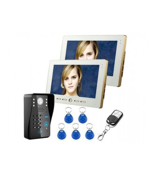 10 inch  2 Monitor RFID Password Video Door Phone Doorbell Intercom System With IR Camera 1000 TV Line