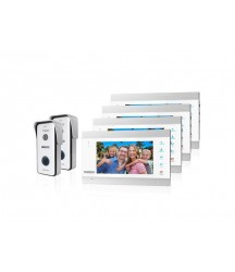 TMEZON New 1080P HD Video Doorbell Door Phone Intercom System Door Entry Kit with 4x 7 inch Monitor and 2x HD Outdoor Camera,Automatically Snapshot/Recording