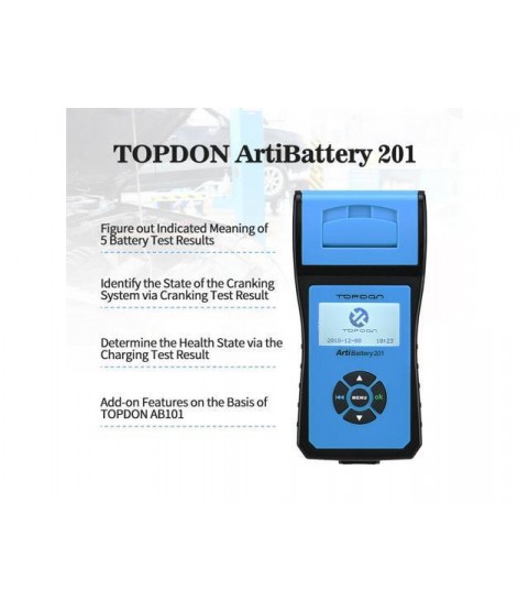 Topdon AB201 ArtiBattery 201 DC 30V Car Battery Tester with Printer Heavy Duty Truck Battery Analyzer ing Charging Timing Test Car Battery Tester