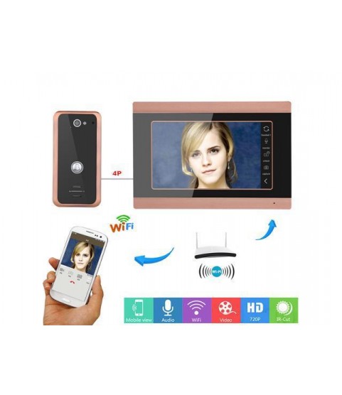 7inch Wired Wifi Video Door Phone Doorbell Intercom Entry System with 1000TVL Wired Camera Night Vision Remote APP