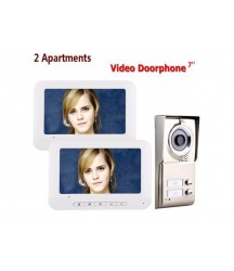 7inch LCD 2 Apartments Video Door Phone Intercom System IR-CUT HD 1000TVL Camera Doorbell Camera with 2 button 2 Monitor Waterproof