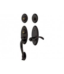 Baldwin 853451022DCR Landon Handleset With Wave Lever, Oil Rubbed Bronze - 2 Right Hand Double Cylinder