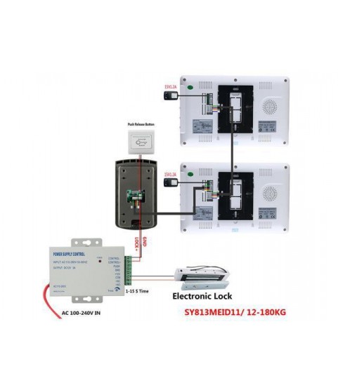 7 Inch Color Video Door Phone Intercom System With 2 Monitor 1 RFID HD Doorbell 1000TVL Camera +Electric Magnetic Door Lock 180KG
