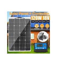 LEORY 120W 18V Solar Panel Kit Monocrystalline Silicon Semi-flexible Solar Cell Module Outdoor W/ MC4 Connector Battery Charger