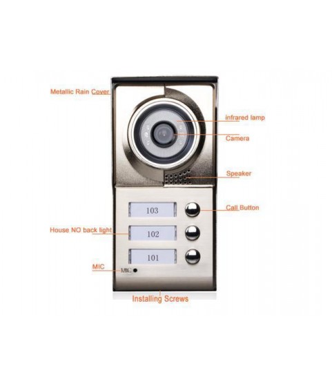 7inch LCD 3 Apartments Video Door Phone Intercom System IR-CUT HD 1000TVL Camera Doorbell Camera with 3 button 3 Monitor Waterproof