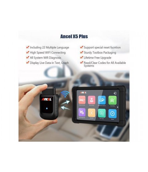 Ancel X5 OBD2 Scanner Full System ABS Airbag Transmission EPB DPF Regeneration Oil Light Reset TPMS Battery Test Check Engine Code Reader WiFi OBDII Automotive Diagnostic Scan Tool with Tablet, Black