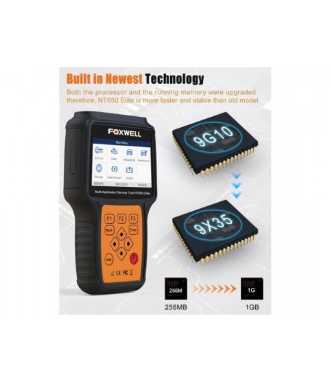 Foxwell NT650 Elite OBD2 Scanner SAS ABS Airbag SRS EPB TPMS CVT BRT TPS Oil Reset Odometer Gear Learn Injector OBDII Automotive Diagnostic Scan Tool