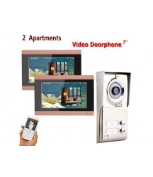 7inch Record wireless Wifi 2 Apartments Video Door Phone Intercom System IR-CUT HD 1000TVL Camera Doorbell with 2 button 2 Monitor Waterproof