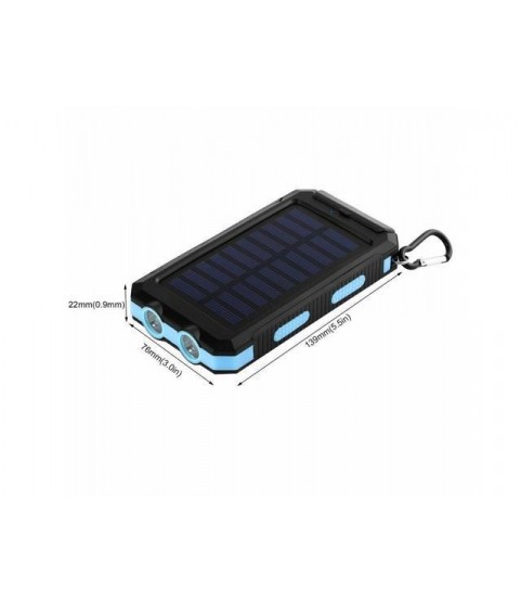 Waterproof 2000000mAh 2 USB Portable Solar Battery Charger Solar Power Bank Blue