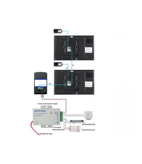 7 inch 2 Monitor RFID Password Video Door Phone Intercom Doorbell With IR Camera 1000 TV Line