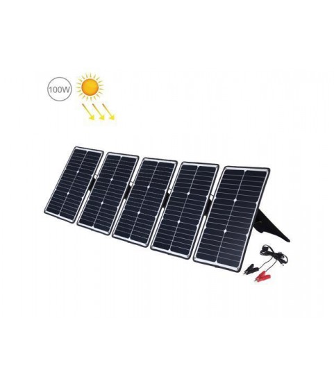 HAWEEL 5 PCS 20W Monocrystalline Silicon Solar Power Panel Charger, with USB Port & Holder & Tiger Clip, Support QC3.0 and AFC