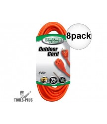 Coleman Cable 02307 25' 16/3 Indoor/Outdoor Extension Cord 8-Pack
