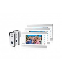 TMEZON New 1080P HD Video Doorbell Door Phone Intercom System Door Entry Kit with 3x 7 inch Monitor and 2x HD Outdoor Camera,Automatically Snapshot/Recording
