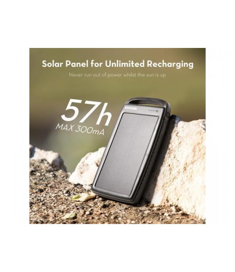 Solar Charger RAVPower 20000mAh Portable Charger Solar Power Bank Dual USB External Battery Pack Power Pack with Flashlight for Outdoor (Black)