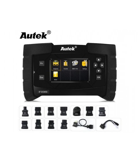 Autek IFIX 969 OBD2 Scanner CBS Oil Reset Airbag ABS Brake SAS EPB TPMS ESP Immobilizer Auto HVAC Battery Transmission ECU Coding Check Engine Code Reader with 11 Adaptor OBD 2 Diagnostic Scan Tool