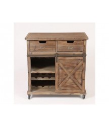 Winsome House WH181 Rustic Wood Sliding Barn Door Wine Cabinet