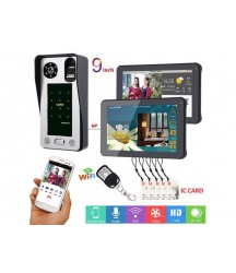 9 inch Wired Wifi Fingerprint IC Card 2 Monitors Video Door Phone Doorbell Support additional TF card
