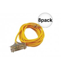 Coleman Cable 03487 25' 12/3 Wire 3-Way Extension Cord 8-Pack