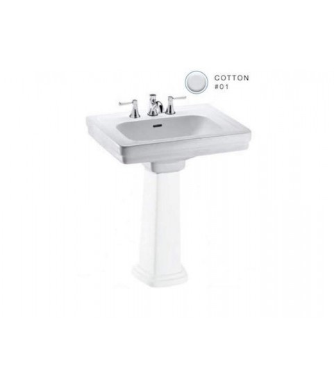 Toto LT532.8-01 Promenade 24 in. Pedestal Sink Basin Lavatory with Faucet Holes, Cotton White