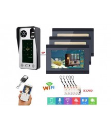 7inch Wired Wifi Fingerprint IC Card 2 Monitors Remote APP unlocking Video Door Phone Doorbell