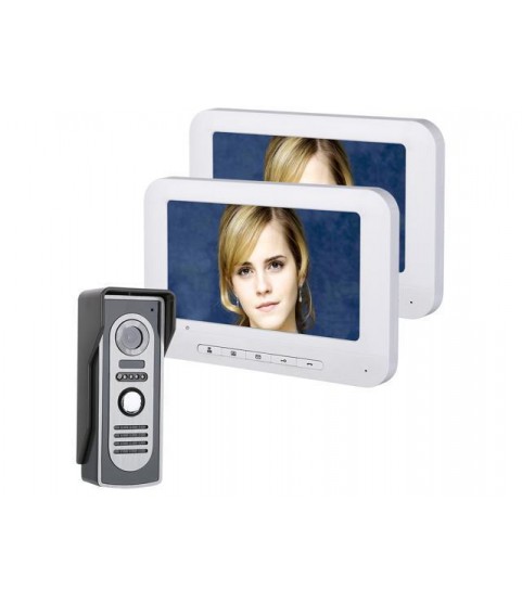 7 Inch TFT 2 Monitors Video Door Phone Doorbell Intercom Kit 1-camera 2-monitor HD 700TVL Camera with Night Vision