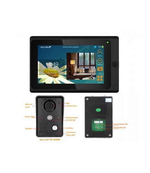 7 inch 2 Monitors Wired /Wireless Wifi Video Door Phone Doorbell Intercom System with  IR-CUT HD 1000TVL Wired Camera Night Vision Remote APP