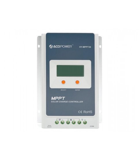 ACOPOWER 30A MPPT Solar Charge Controller 100V input  HY-MPPT Series HY-MPPT30 + MT-50 Solar Charge LCD Display