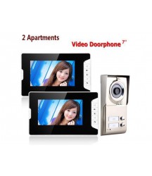 7inch TFT 2 Apartments Video Door Phone Intercom System IR-CUT HD 1000TVL Camera Doorbell Camera with 2 button 2 Monitor Waterproof