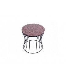The Urban Port UPT-70200 Stylish Iron Base Side Table with Marble Top, Brown