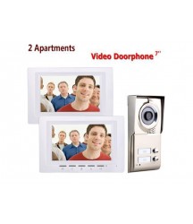 7inch 2 Apartments Video Door Phone Intercom System IR-CUT HD 1000TVL Camera Doorbell Camera with 2 button 2 Monitor Waterproof