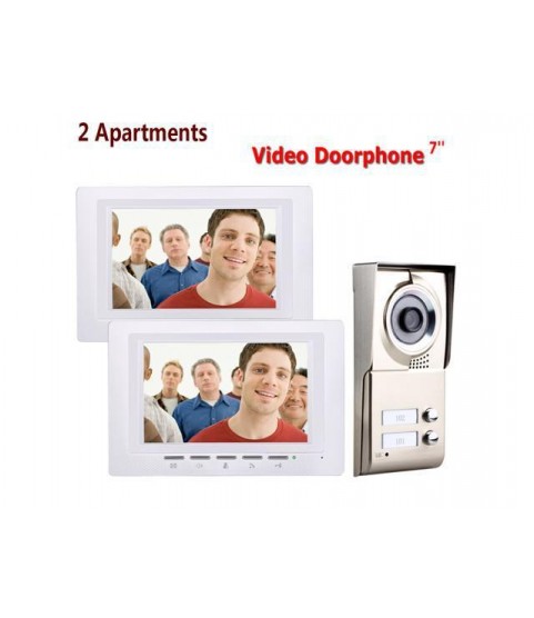 7inch 2 Apartments Video Door Phone Intercom System IR-CUT HD 1000TVL Camera Doorbell Camera with 2 button 2 Monitor Waterproof