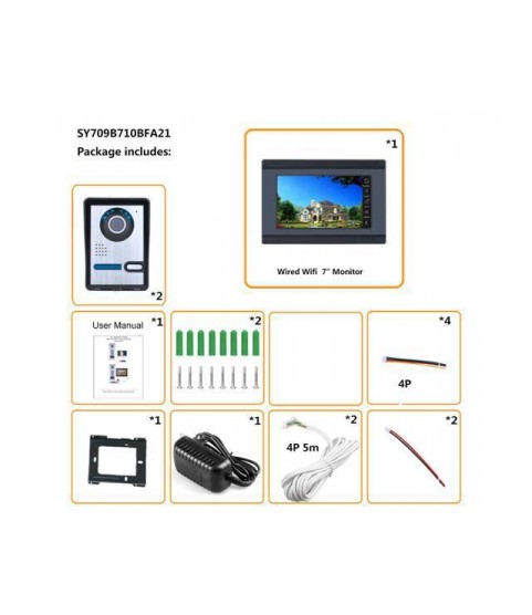 7inch Wired Wifi IP Video Door Phone Doorbell Intercom Entry System with 2xHD IR-CUT 1000TVL Wired Camera Night Vision Support Remote APP unlocking
