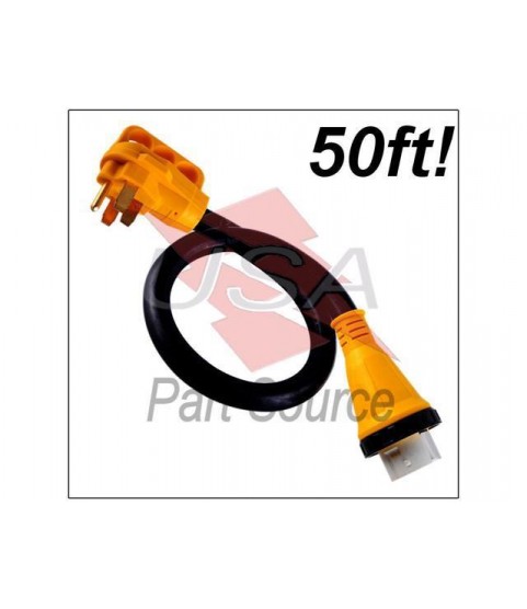 Rv Power Cord 50 Ft 50 Amp With Rain Proof Twist Lock Connector, 50 Foot / 50AMP