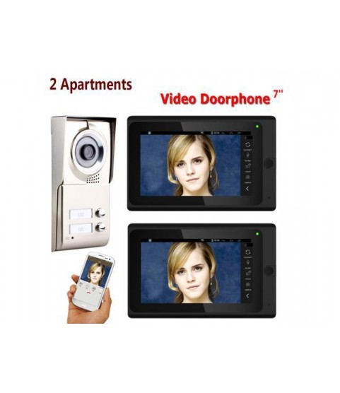7inch Record Wired Wifi 2 Apartments Video Door Phone IR-CUT HD 1000TVL Camera Doorbell Camera with 2 button 2 Monitor Waterproof