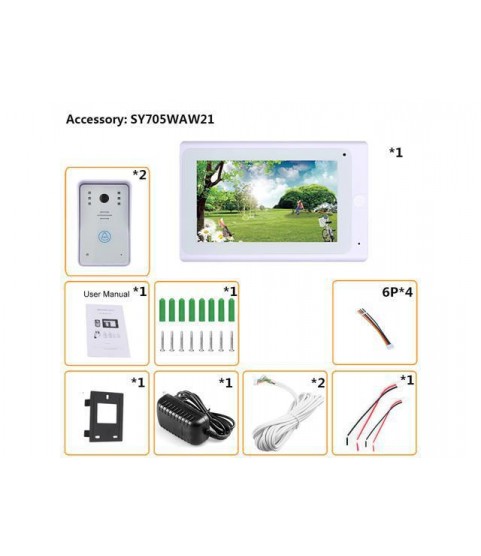 7inch TFT Wired / Wireless Wifi IP Video Door Phone Doorbell Intercom  System with 2 X 1000TVL Wired Camera Night Vision